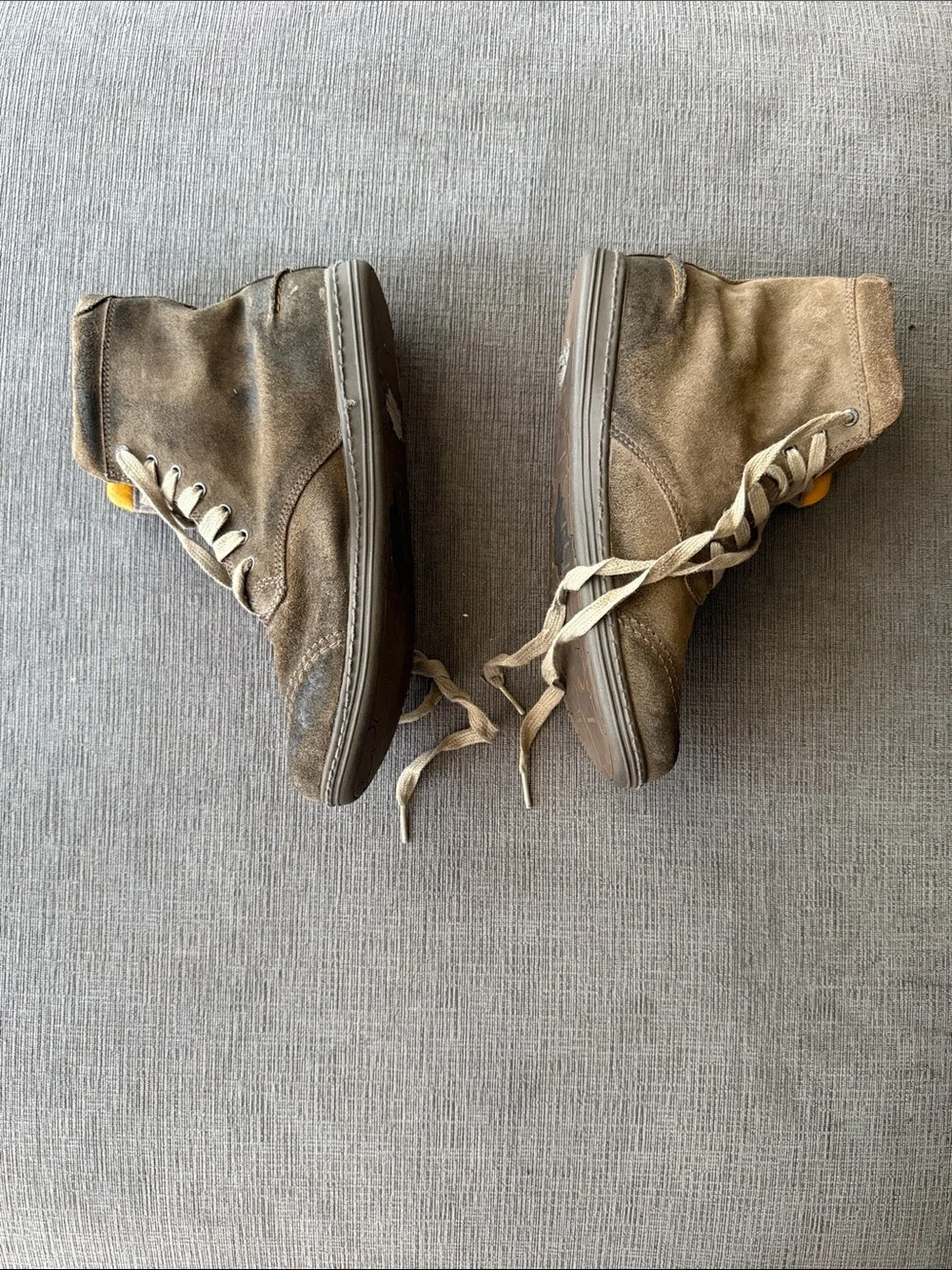 Diesel Brown Suede Lace-Up Boots with Yellow Interior
